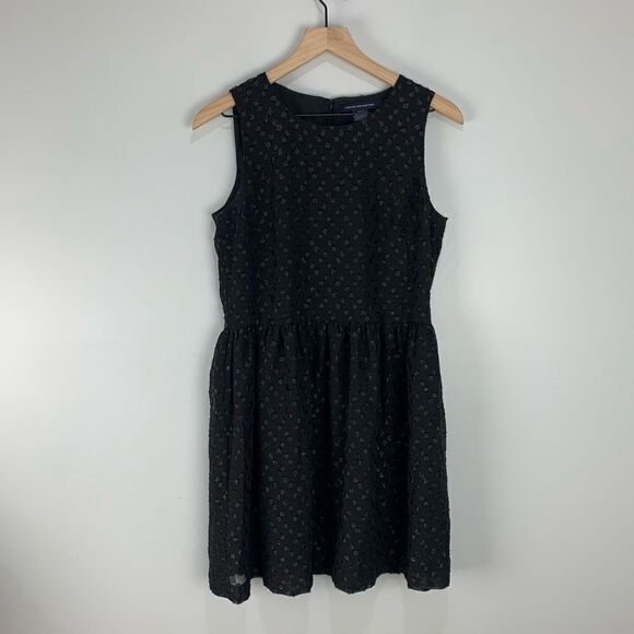 French Connection Black Glitter Dot Burnout Dress - Picture 2 of 9